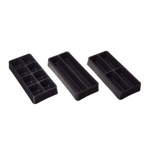 Set of 3 Drawer Organizers 14 Compartments Black Plastic